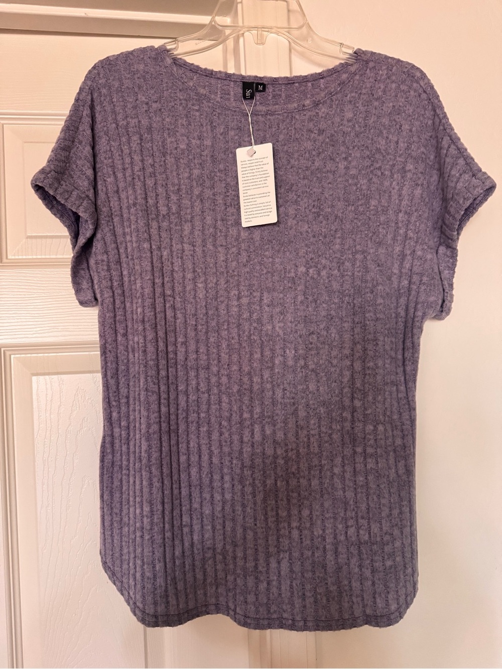 NWT PURPLE Women’s Top Short Sleeve Sweaters Tunic Tops Dressy MEDIUM soft